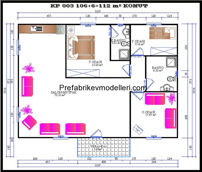 prefabrikevplanikp003 Prefabrik ev modelleri Prefabrik ev